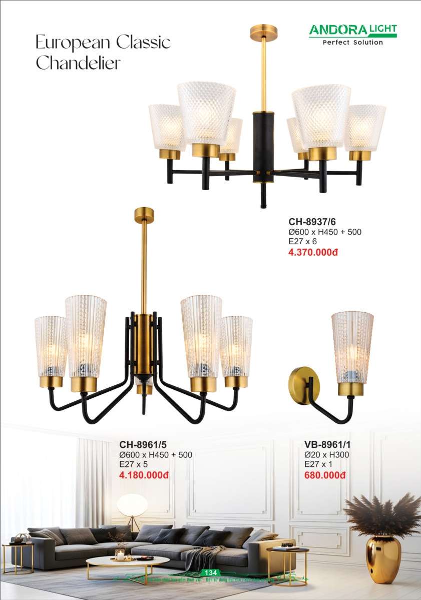 Đèn chùm Andora Light CH-8937/6, CH-8961/5, VB-8961/1