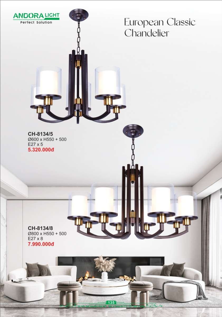 Đèn chùm Andora Light CH-8134/5, CH-8134/8
