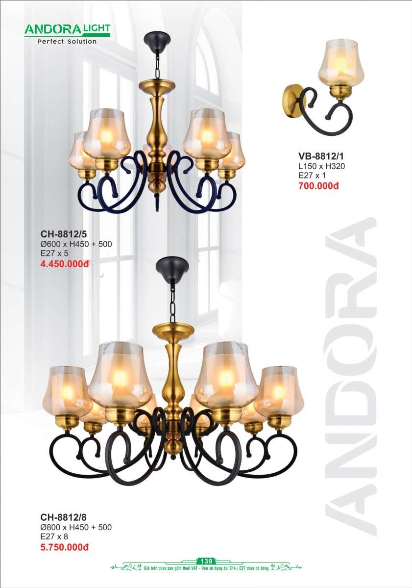 Đèn chùm Andora Light CH-8812/5, CH-8812/8, VB-8812/1