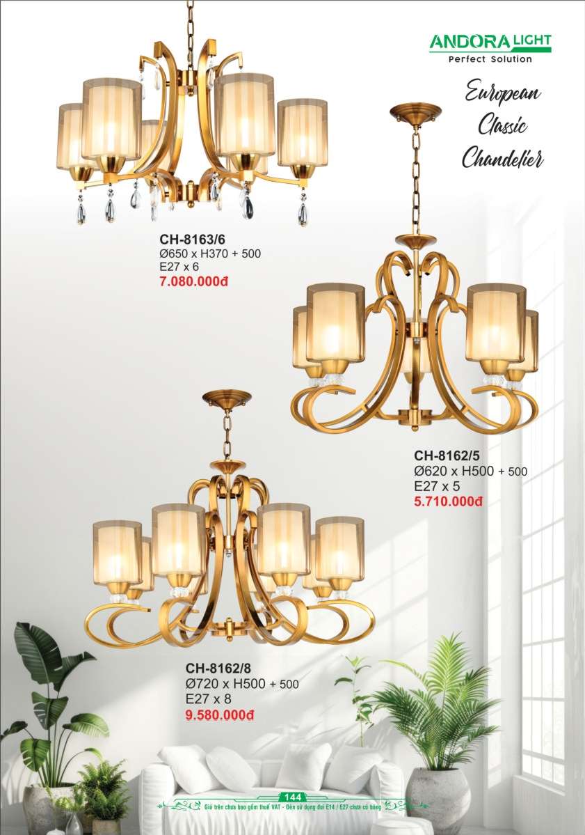 Đèn chùm Andora Light CH-8163/6, CH-8162/5, CH-8162/8