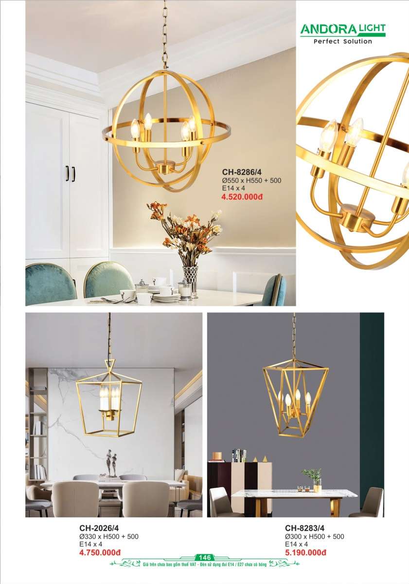 Đèn chùm Andora Light CH-8286/4, CH-2026/4, CH-8283/4
