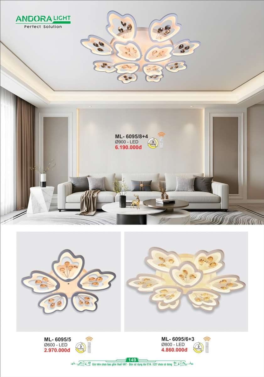 Đèn mâm Andora Light ML-6095/8+4, ML-6095/5, ML-6095/6+3