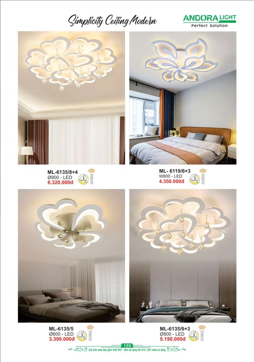 Đèn mâm Andora Light ML-6135/8+4, ML-6119/6+3, ML-6135/5, ML-6135/6+3