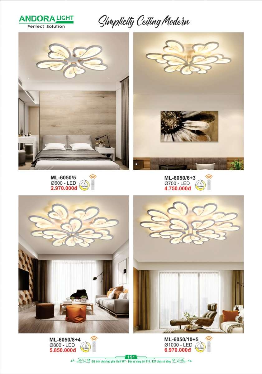 Đèn mâm Andora Light ML-6050/5, ML-6050/6+3, ML-6050/8+4, ML-6050/10+5