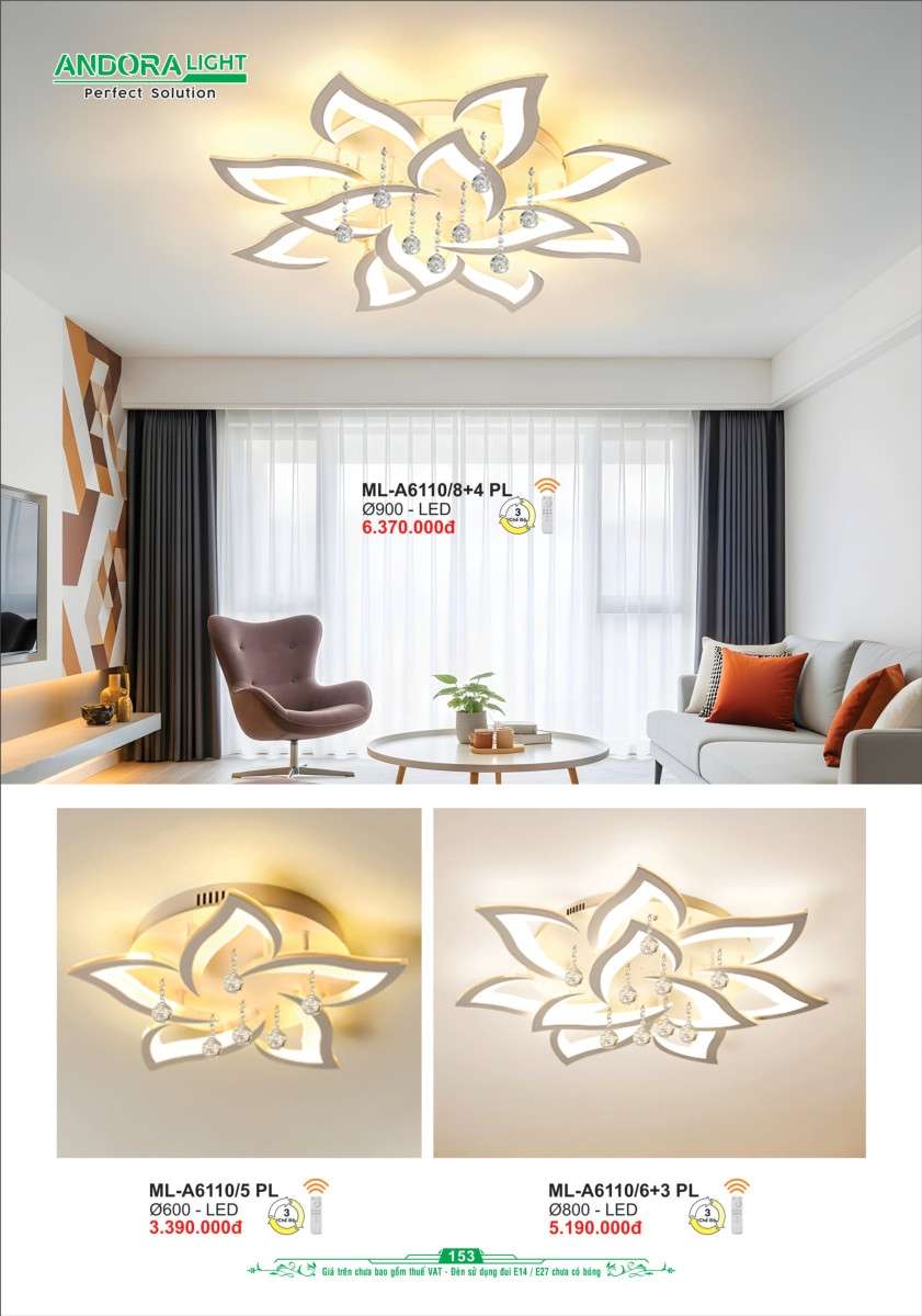 Đèn mâm Andora Light ML-A6110/8+4 PL, ML-A6110/5 PL, ML-A6110/6+3 PL