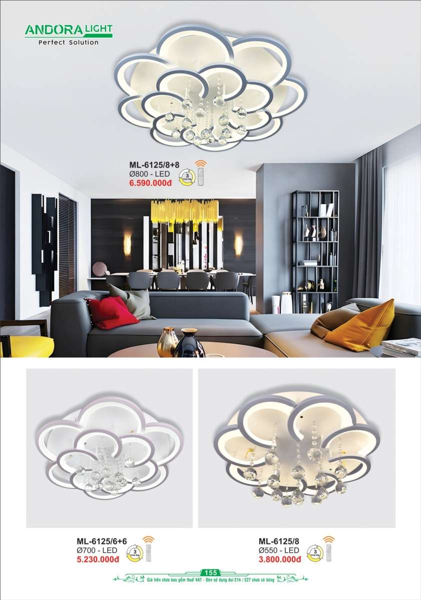 Đèn mâm Andora Light ML-6125/8+8, ML-6125/6+6, ML-6125/8