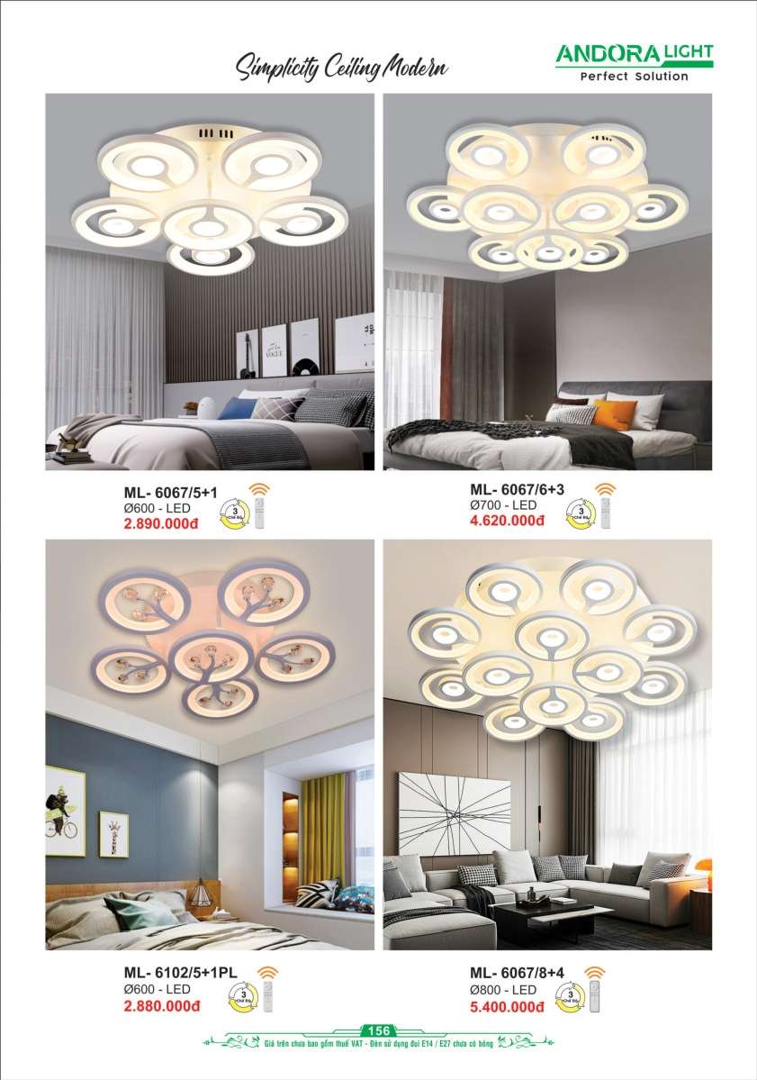 Đèn mâm Andora Light ML-6067/5+1, ML-6067/6+3, ML-6102/5+1PL, ML-6067/8+4