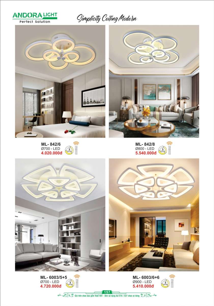 Đèn mâm Andora Light ML-842/6, ML-842/8, ML-6003/5+5, ML-6003/6+6