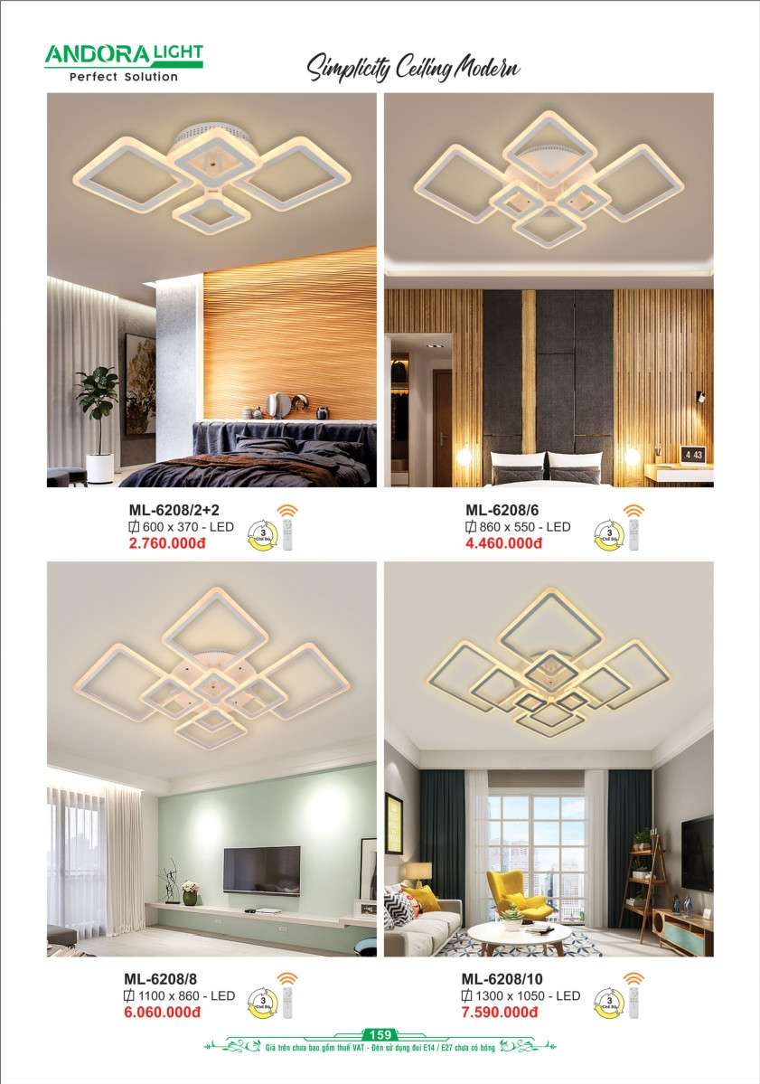 Đèn mâm Andora Light ML-6208/2+2, ML-6208/6, ML-6208/8, ML-6208/10
