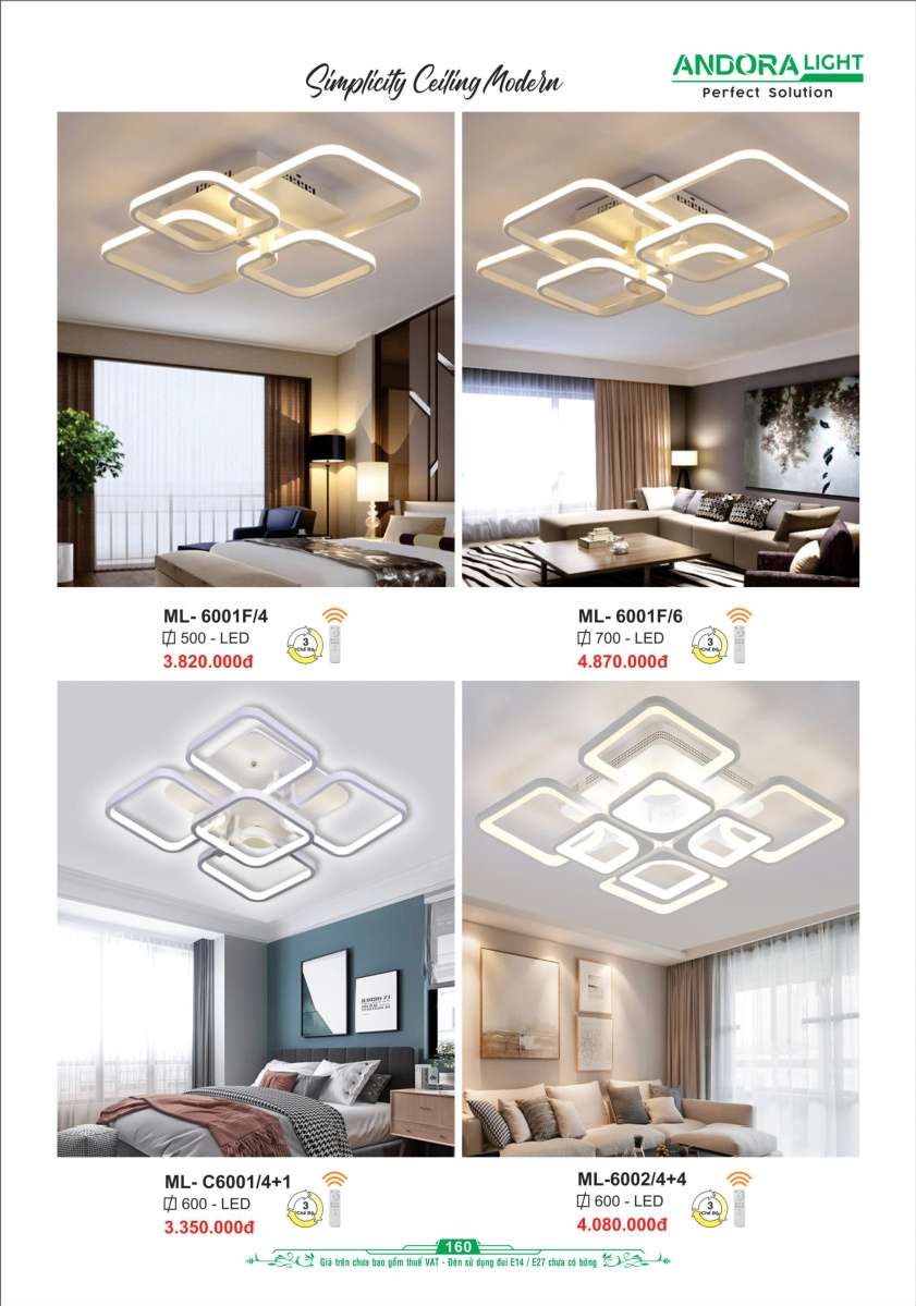 Đèn mâm Andora Light ML-6001F/4, ML-6001F/6, ML-C6001/4+1, ML-6002/4+4