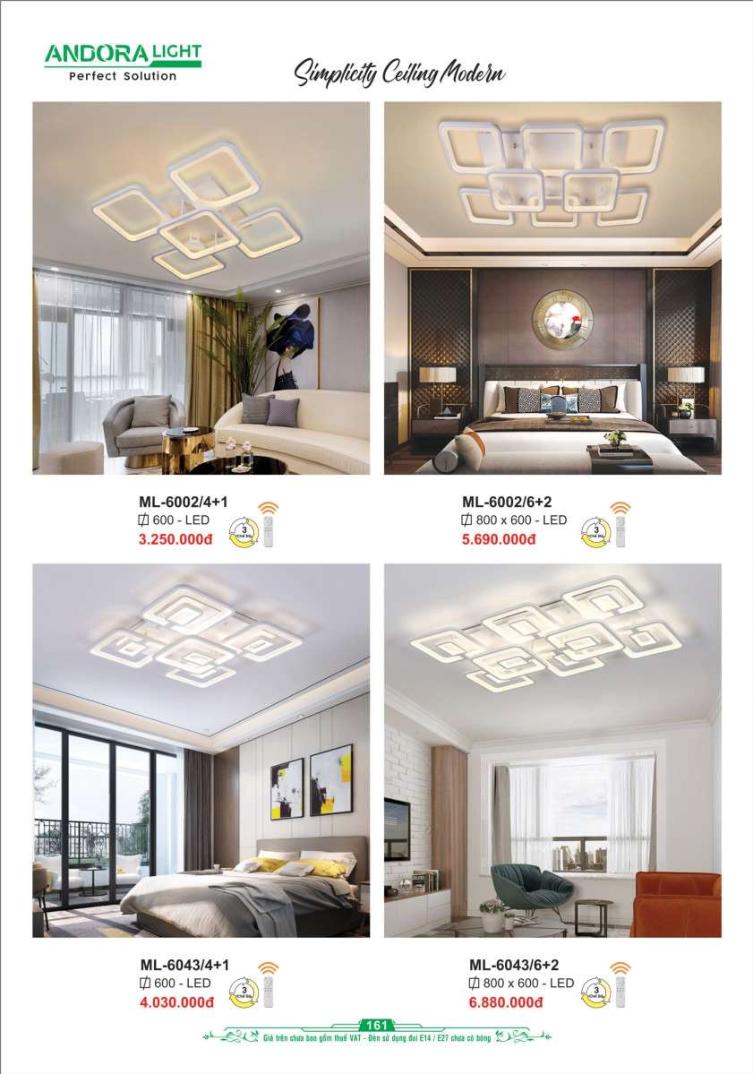 Đèn mâm Andora Light ML-6002/4+1, ML-6002/6+2, ML-6043/4+1, ML-6043/6+2