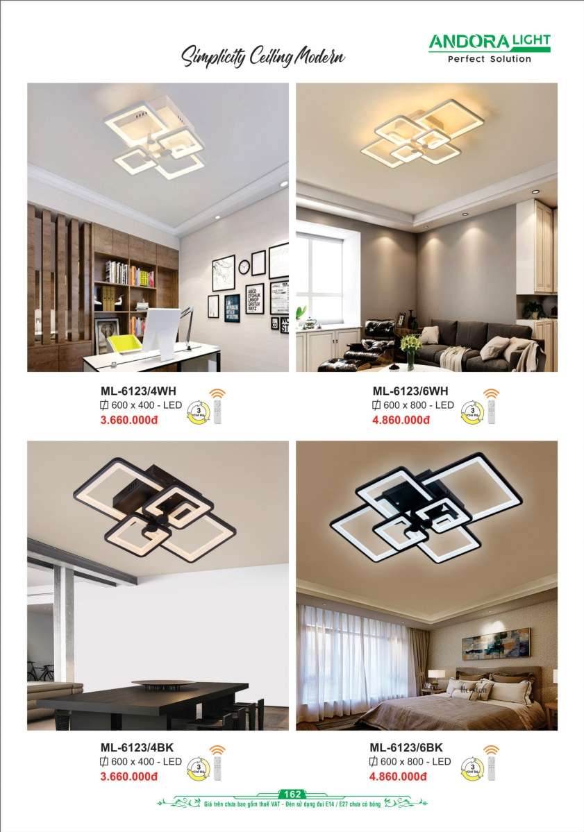 Đèn mâm Andora Light ML-6123/4WH, ML-6123/6WH, ML-6123/4BK, ML-6123/6BK