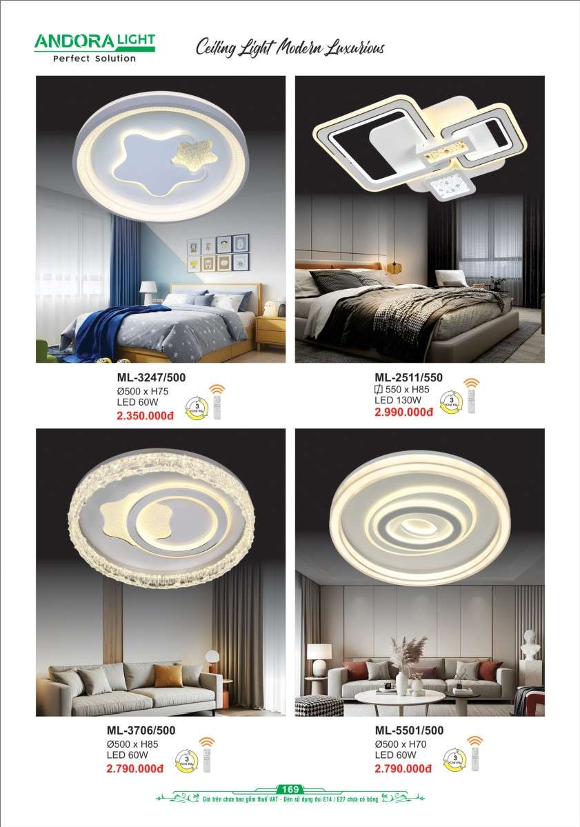 Đèn mâm Andora Light ML-3247/500, ML-5211/500, ML-3706/500, ML-5501/500