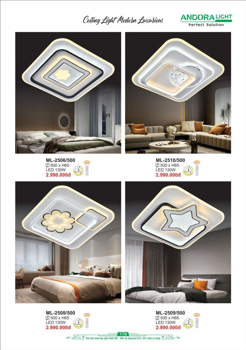 Đèn mâm Andora Light ML-2506/500, ML-2510/500, ML-2508/500, ML-2509/500