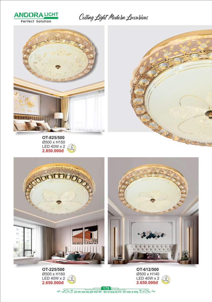 Đèn ốp trần Andora Light OT-825/500, OT-225/500, OT-612/500