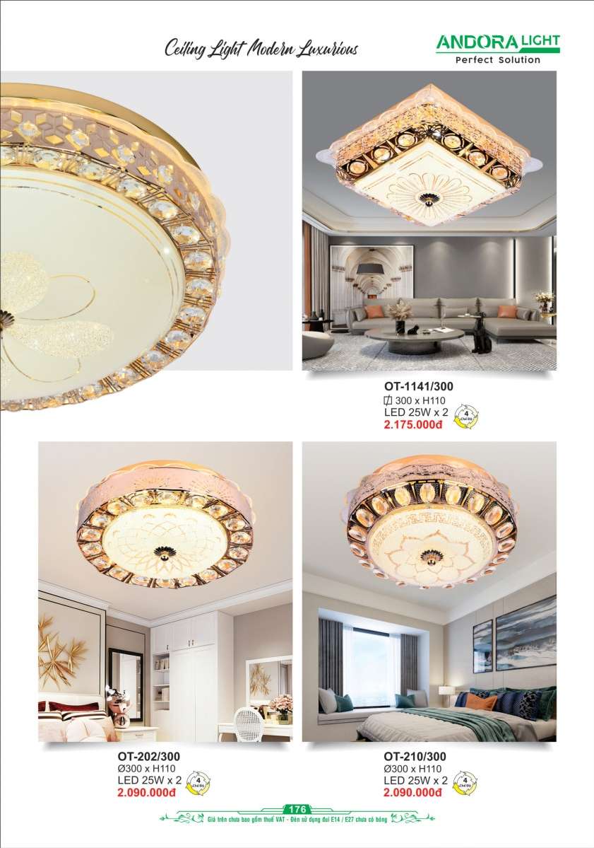 Đèn ốp trần Andora Light OT-1141/300, OT-202/300, OT-210/300