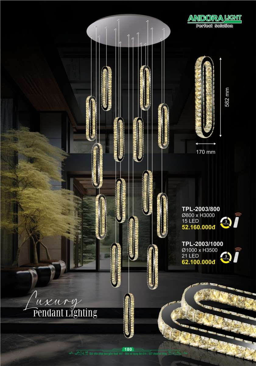 Đèn thả Andora Light TPL-2003/800, TPL-2003/1000