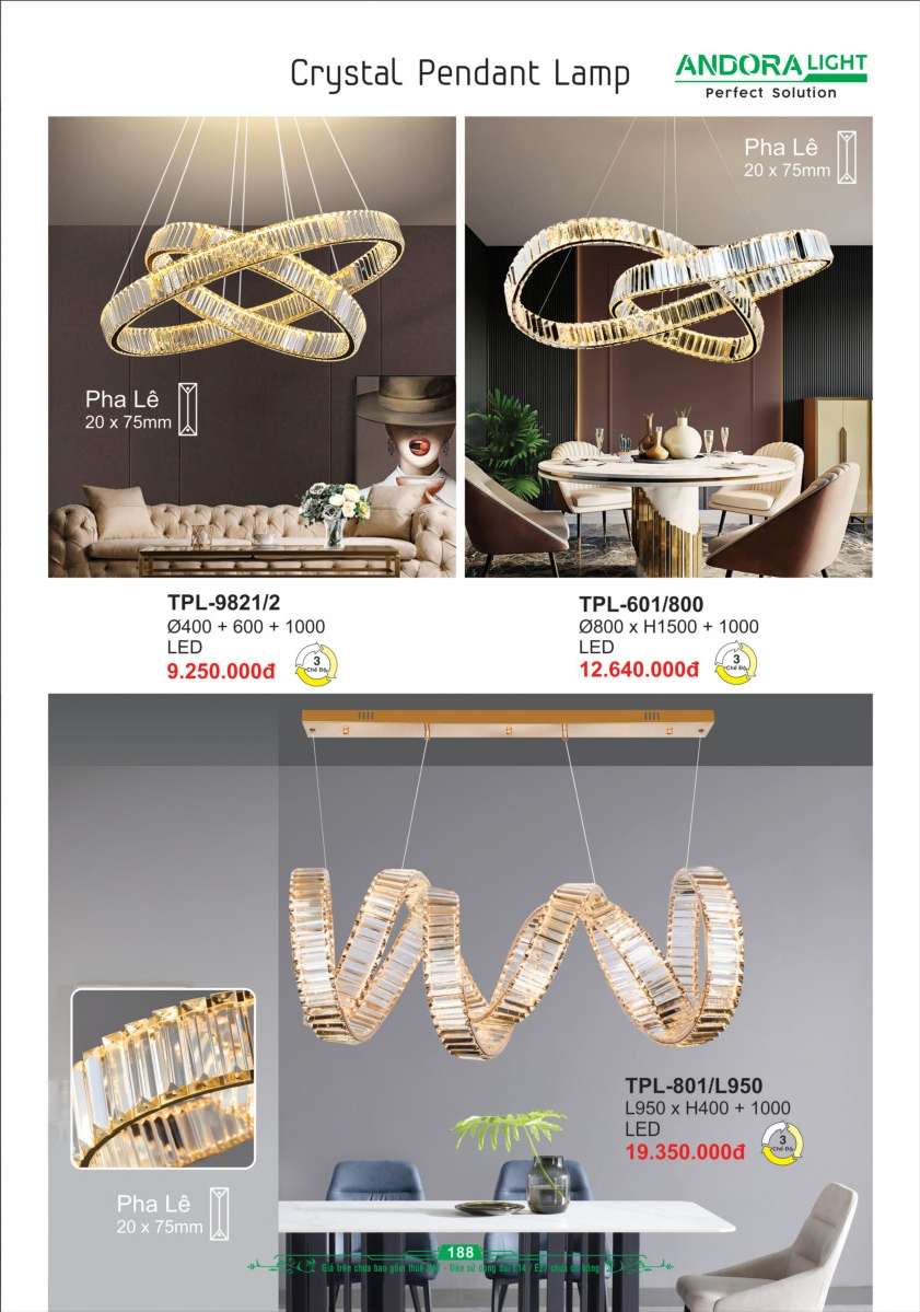 Đèn thả Andora Light TPL-9821/2, TPL-601/800, TPL-801/L950