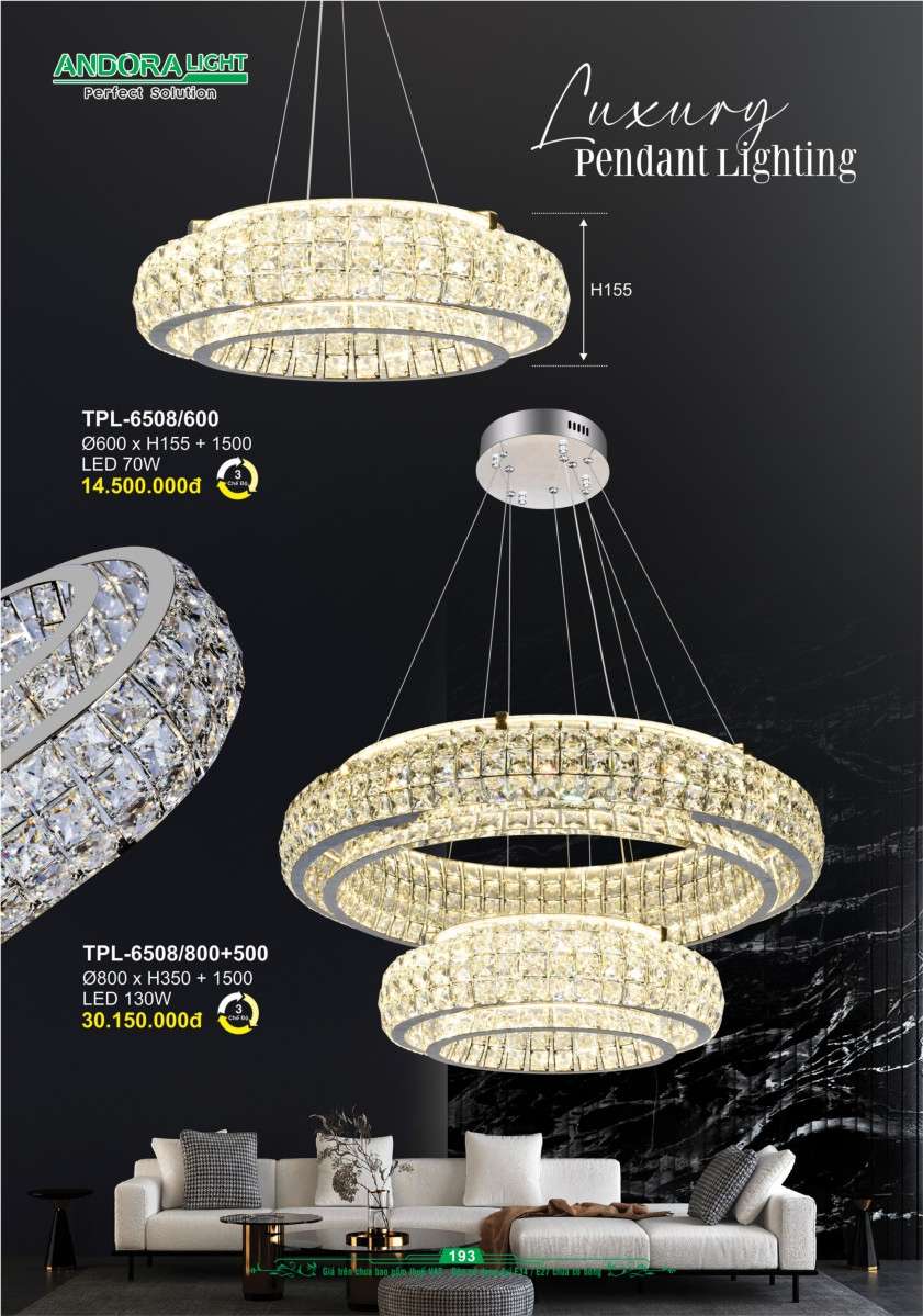 Đèn thả Andora Light TPL-6508/600, TPL-6508/800+500