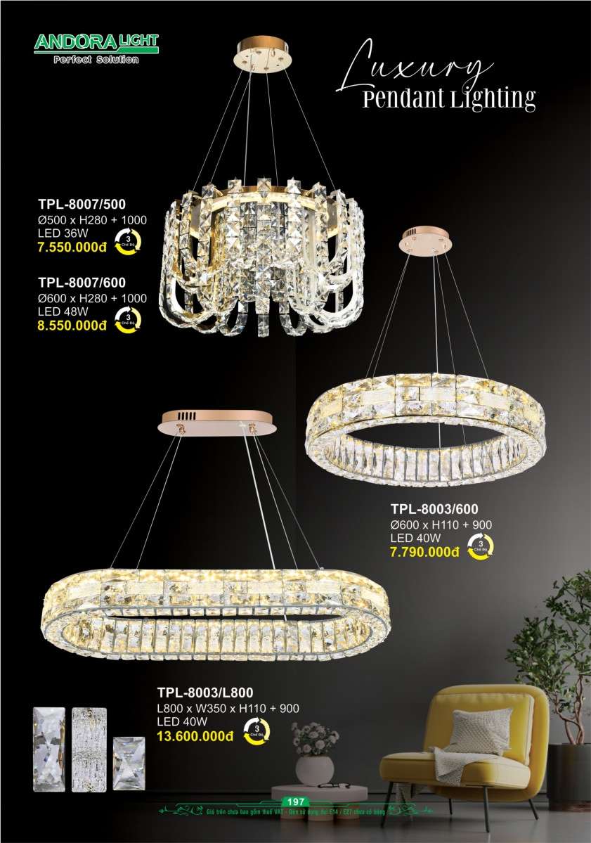 Đèn thả Andora Light TPL-8007, TPL-8003
