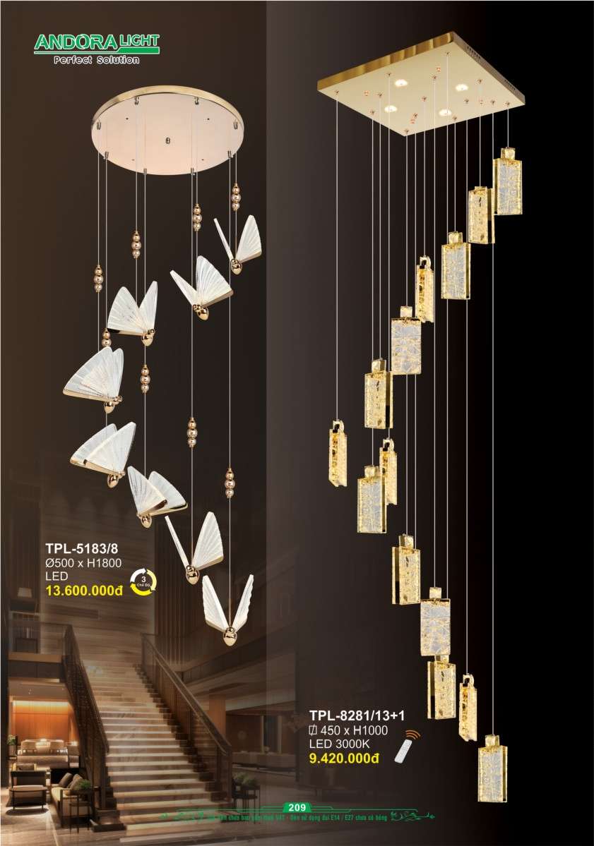 Đèn thả Andora Light TPL-5183/8, TPL-8281/13+1