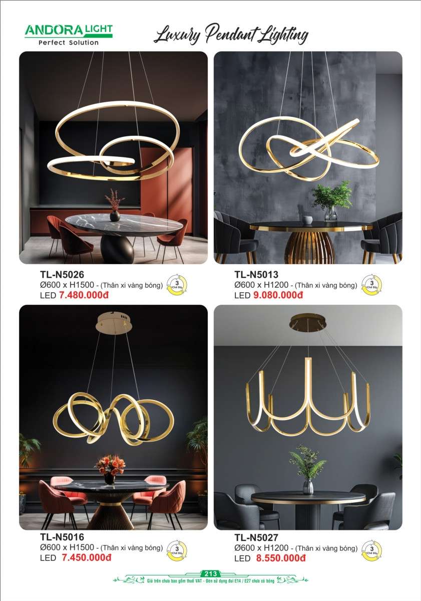 Đèn thả Andora Light TL-N5026, TL-N5013, TL-N5016, TL-N5027