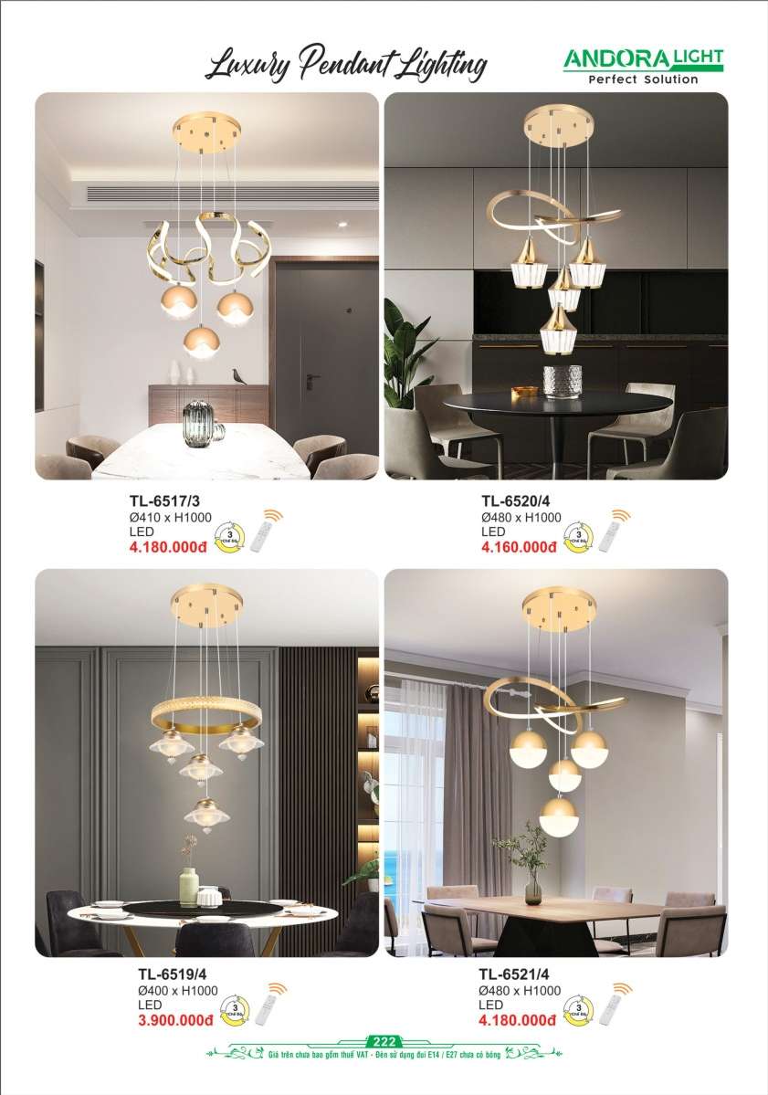 Đèn thả Andora Light TL-6517/3, TL-6520/4, TL-6519/4, TL-6521/4