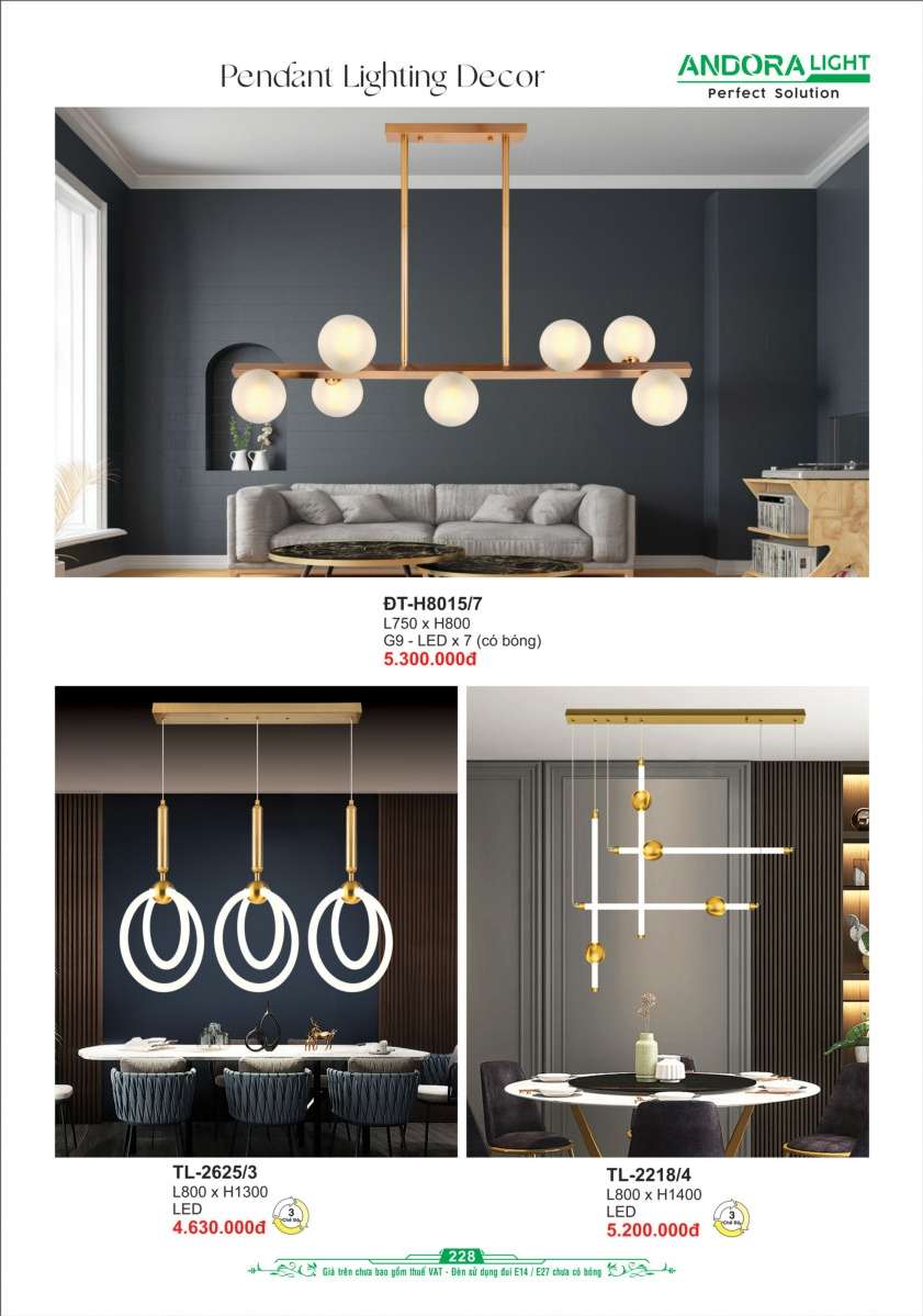 Đèn thả Andora Light ĐT-H8015/7, TL-2625/3, TL-2218/4