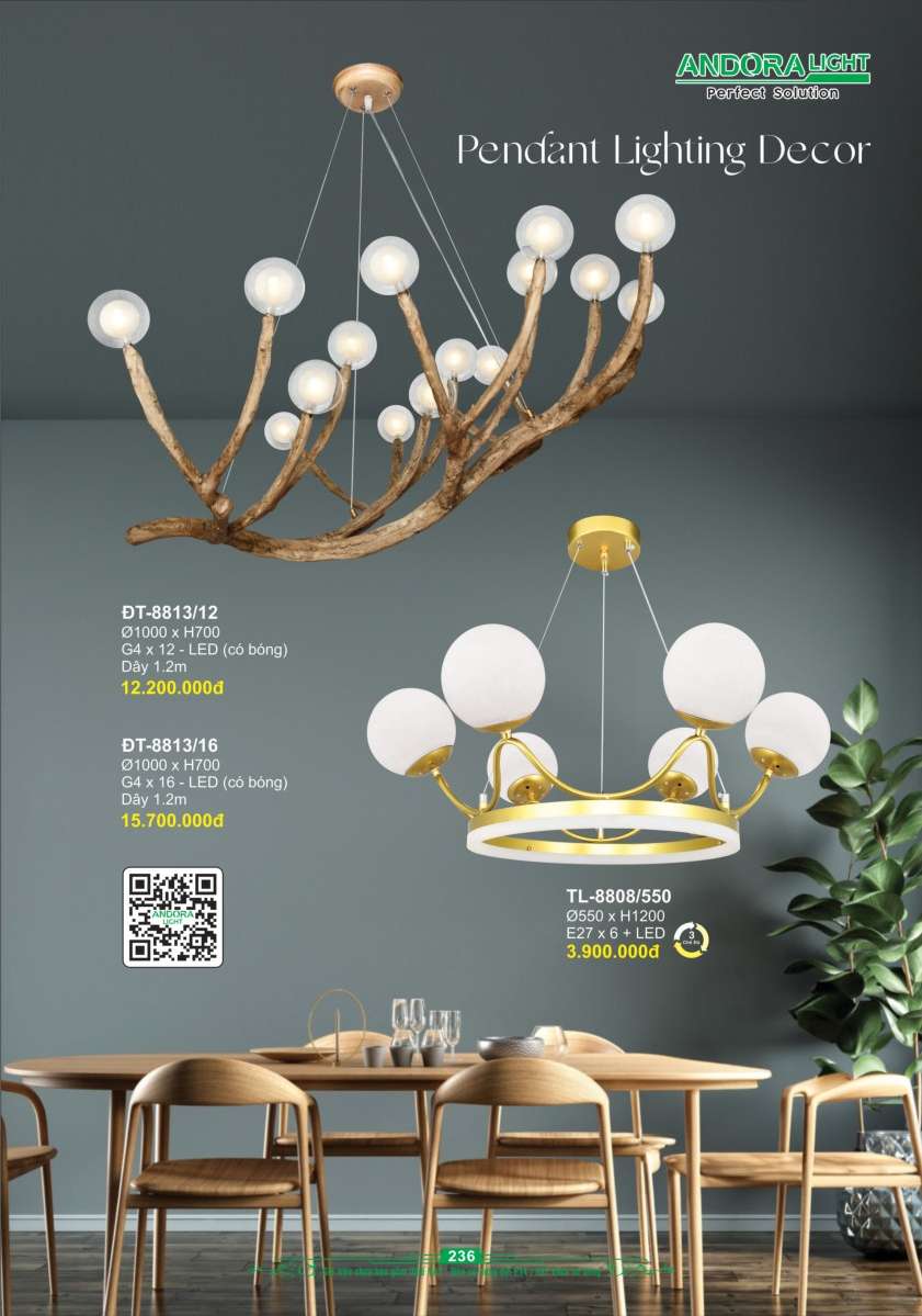 Đèn thả Andora Light ĐT-8813/12, ĐT-8813/16, ĐT-8808/550