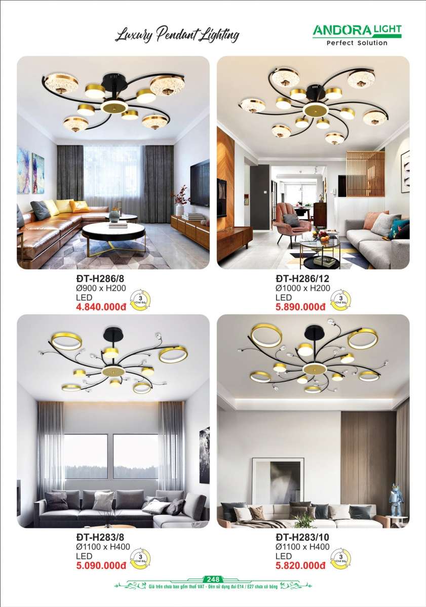 Đèn thả Andora Light ĐT-H286/8, ĐT-H286/12, ĐT-H283/8, ĐT-H283/10