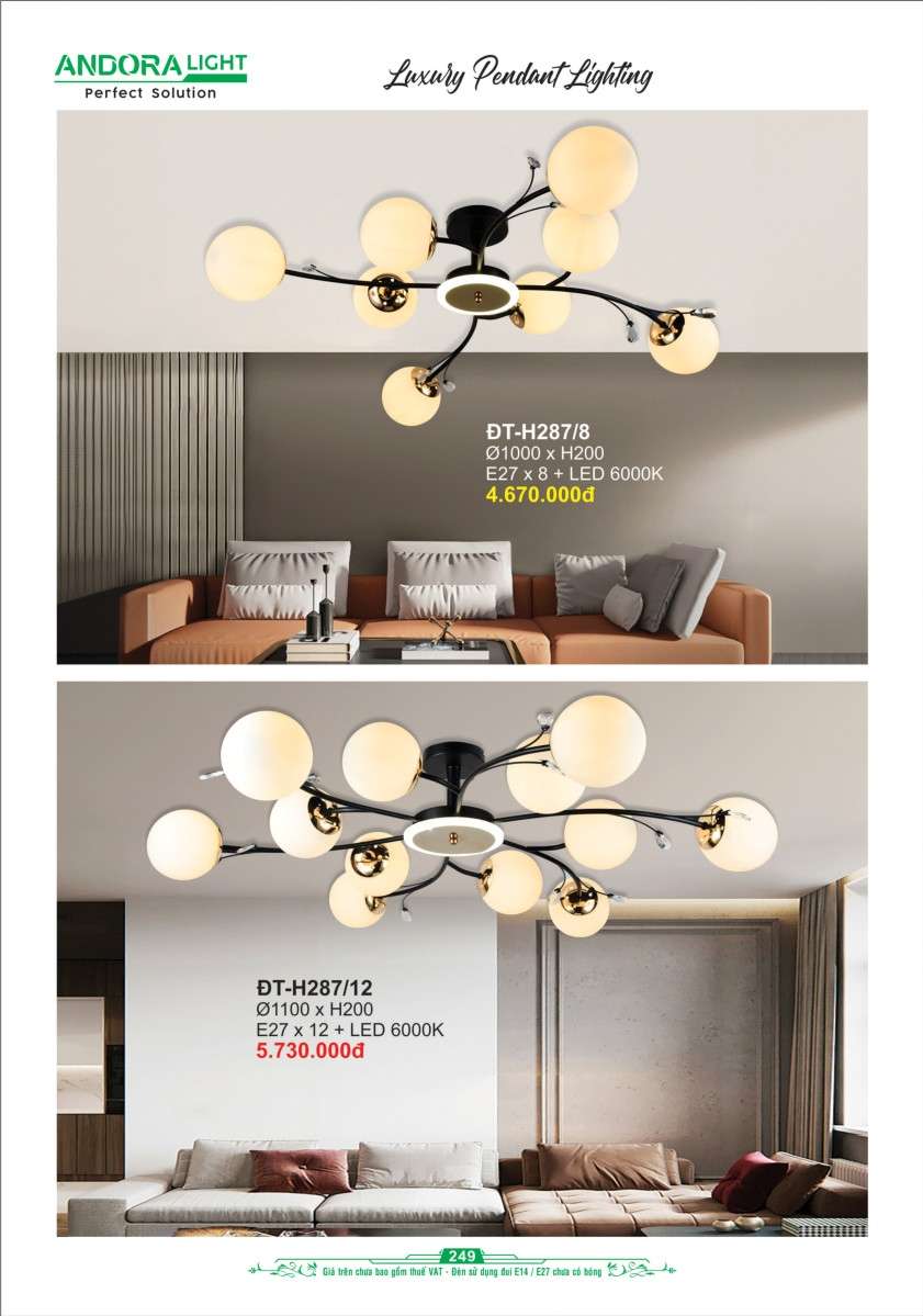 Đèn thả Andora Light ĐT-H287/8, ĐT-H287/12