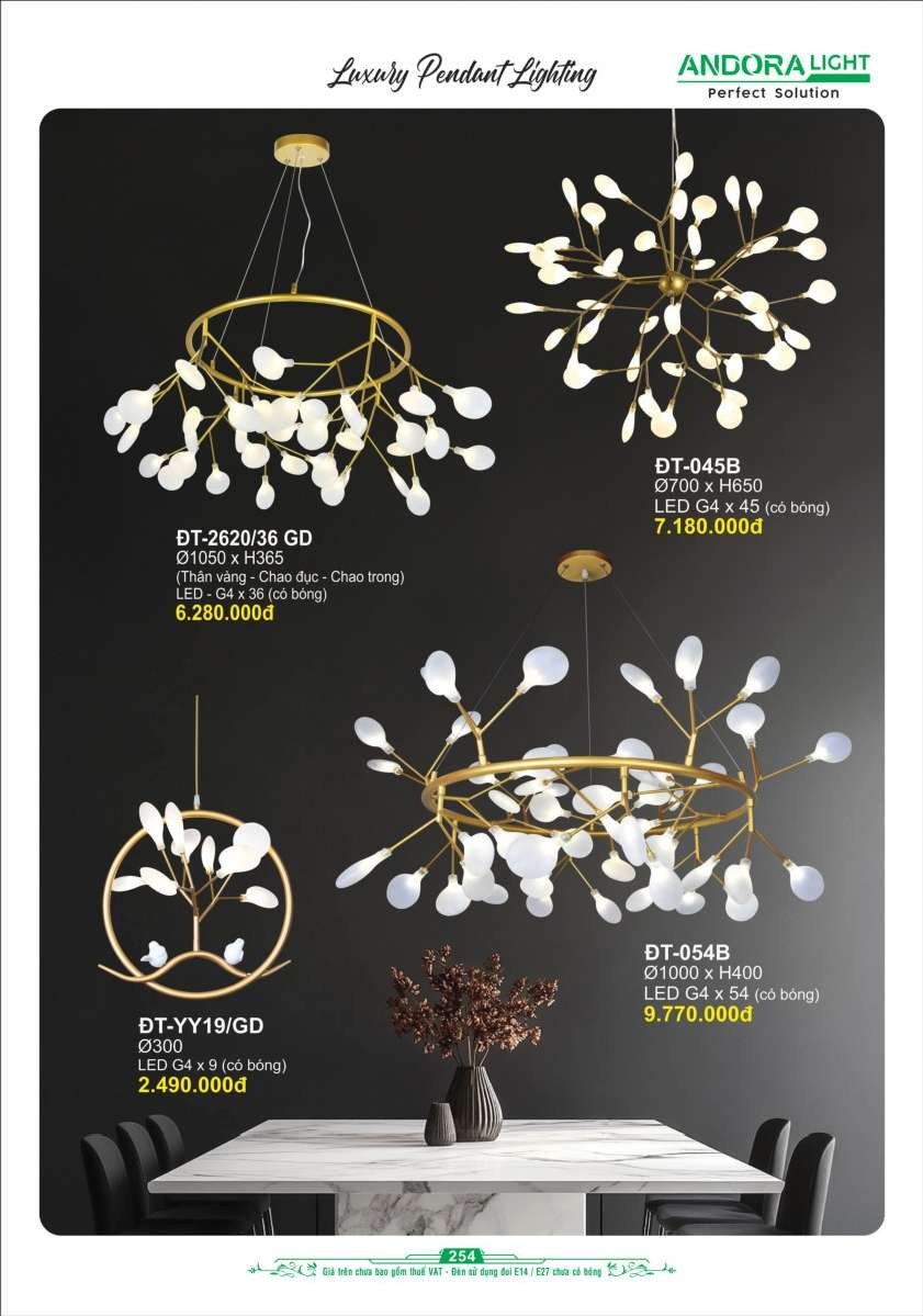 Đèn thả Andora Light ĐT-2620/36 GD, ĐT-045B, ĐT-YY19/GD, ĐT-054B