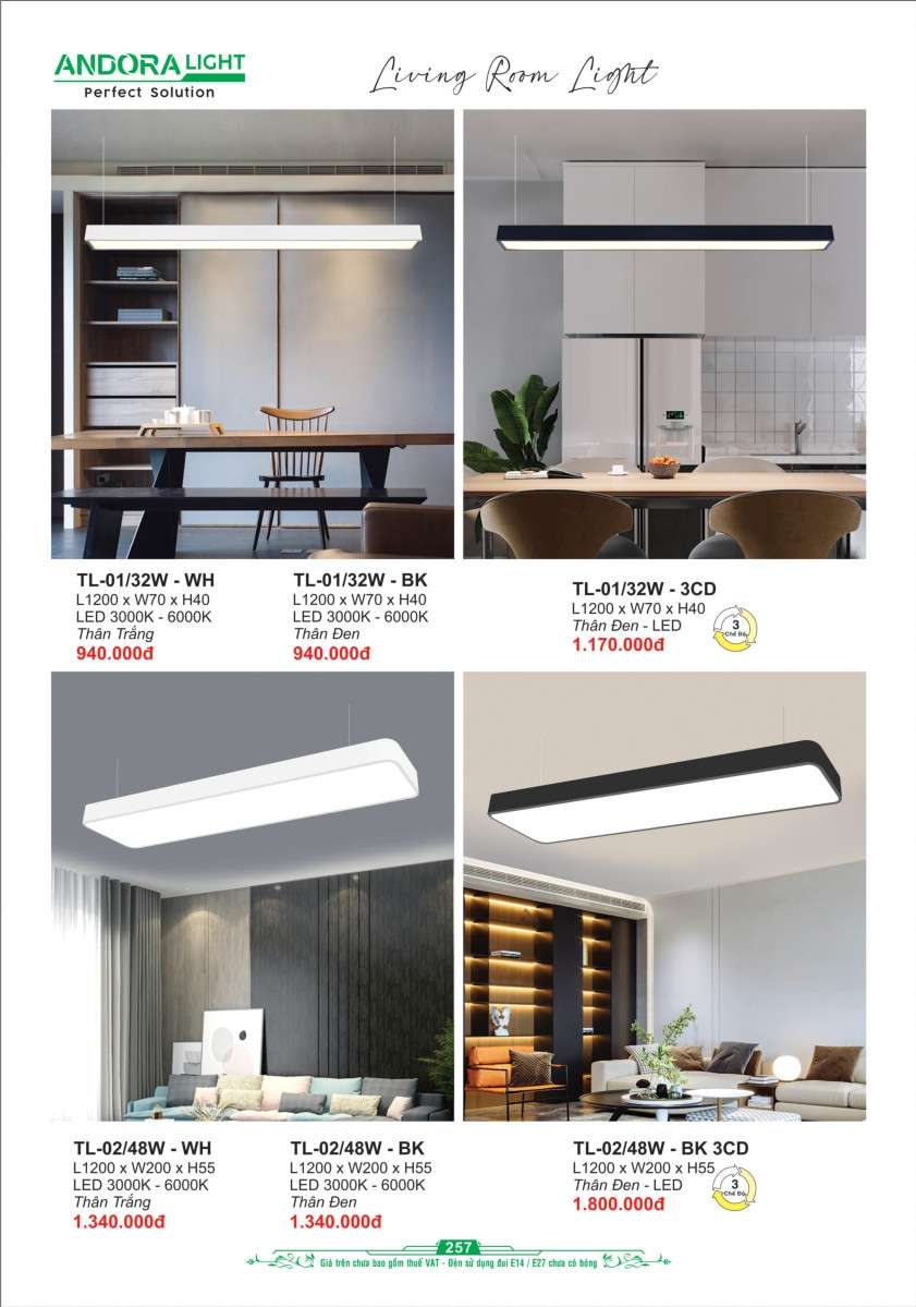 Đèn thả Andora Light TL-01/32W, TL-02/48W