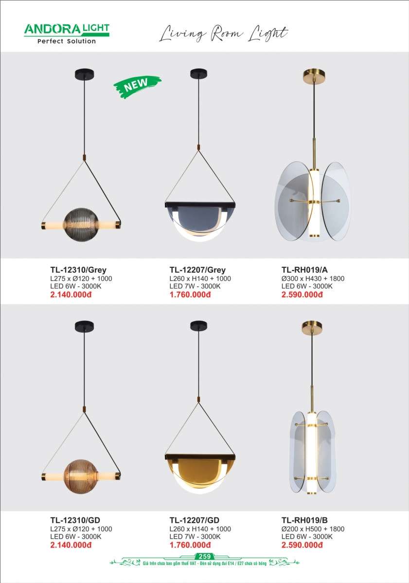 Đèn thả Andora Light TL-12310, TL-12207, TL-RH019