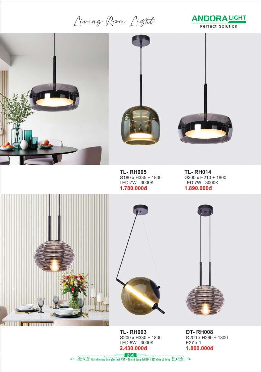 Đèn thả Andora Light TL-RH003, TL-RH005, TL-RH008, TL-RH014
