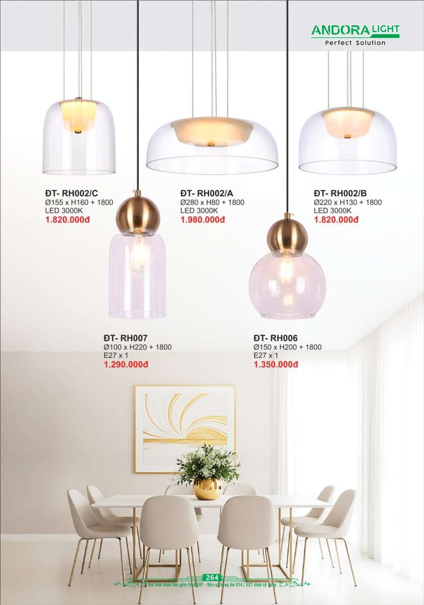 Đèn thả Andora Light ĐT-RH002, ĐT-RH006, ĐT-RH007