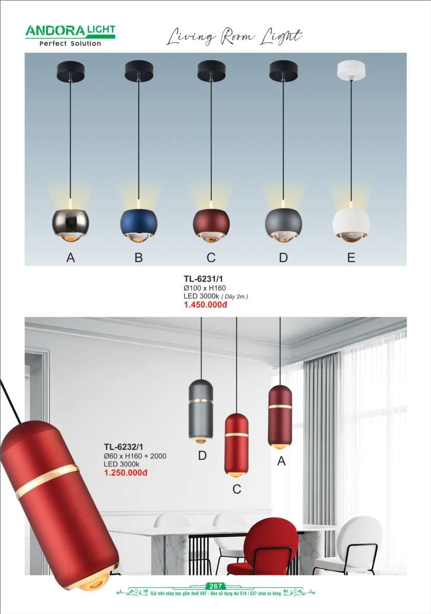 Đèn thả Andora Light TL-6231/1, TL-6232/1