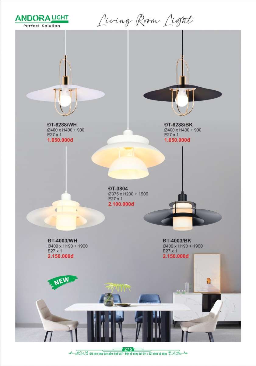 Đèn thả Andora Light ĐT-6288, ĐT-3804, ĐT-4003