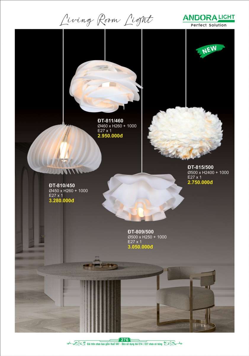 Đèn thả Andora Light ĐT-810/450, ĐT-811/460, ĐT-809/500, ĐT-815/500