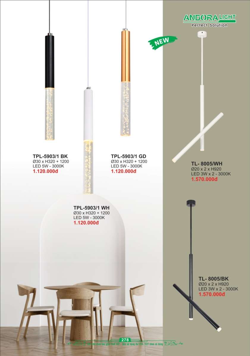 Đèn thả Andora Light TL-5903, TL-8005