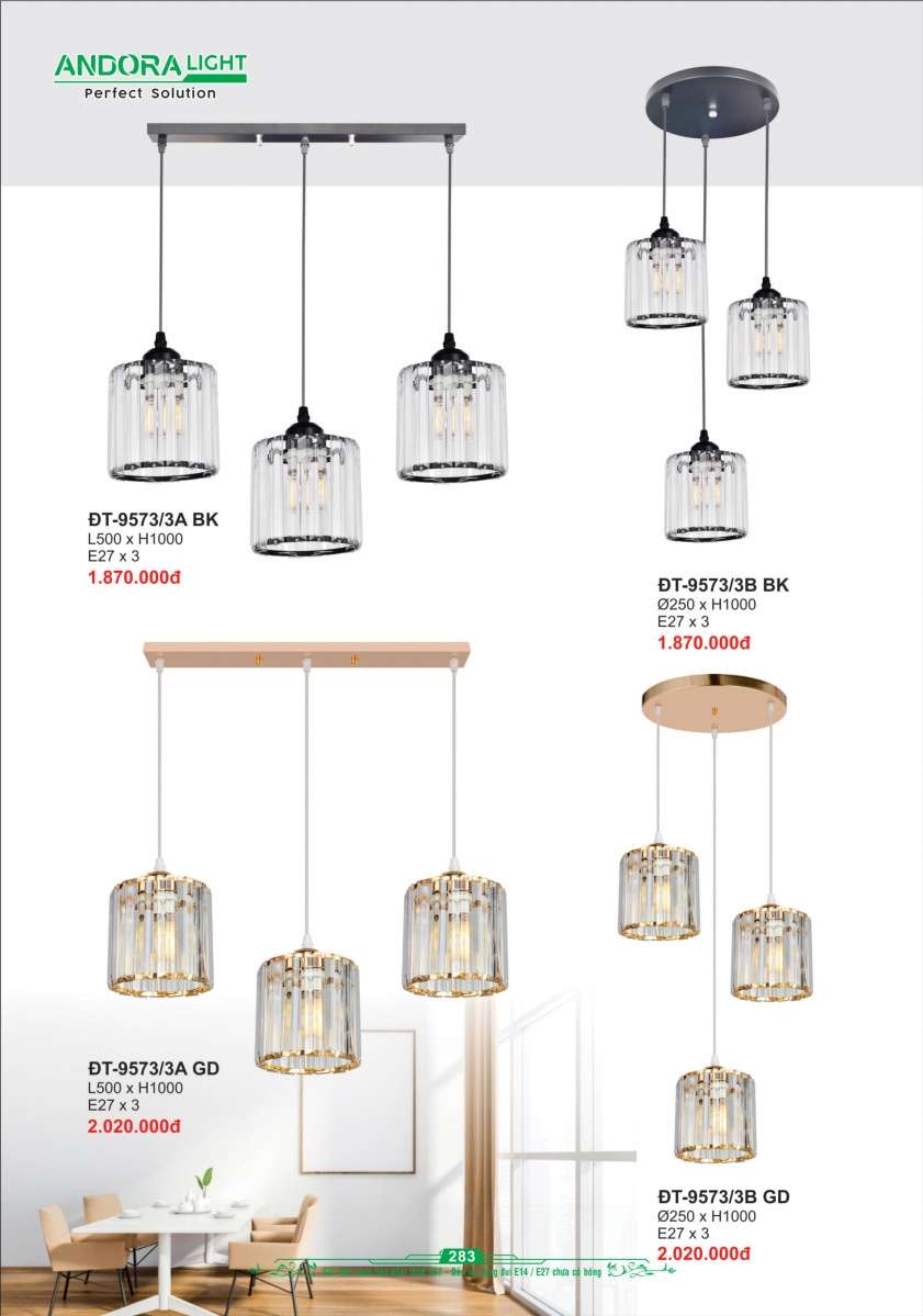 Đèn thả Andora Light ĐT-9573/3A, ĐT-9573/3B