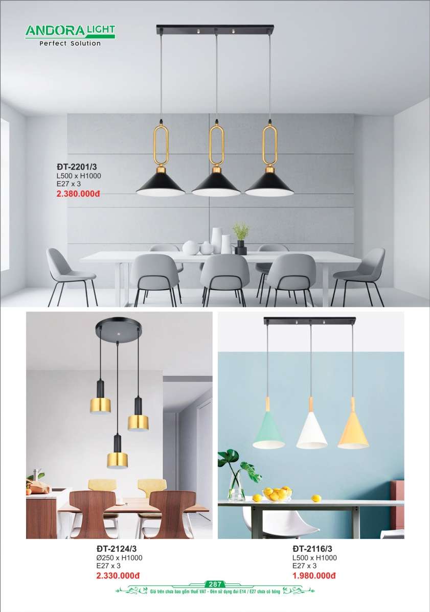Đèn thả Andora Light ĐT-2201/3, ĐT-2124/3, ĐT-2116/3