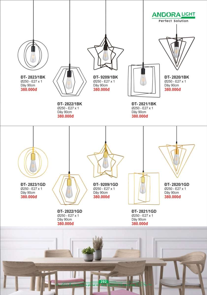Đèn thả Andora Light ĐT-2823, ĐT-2822, ĐT-9209, ĐT-2821, ĐT-2820