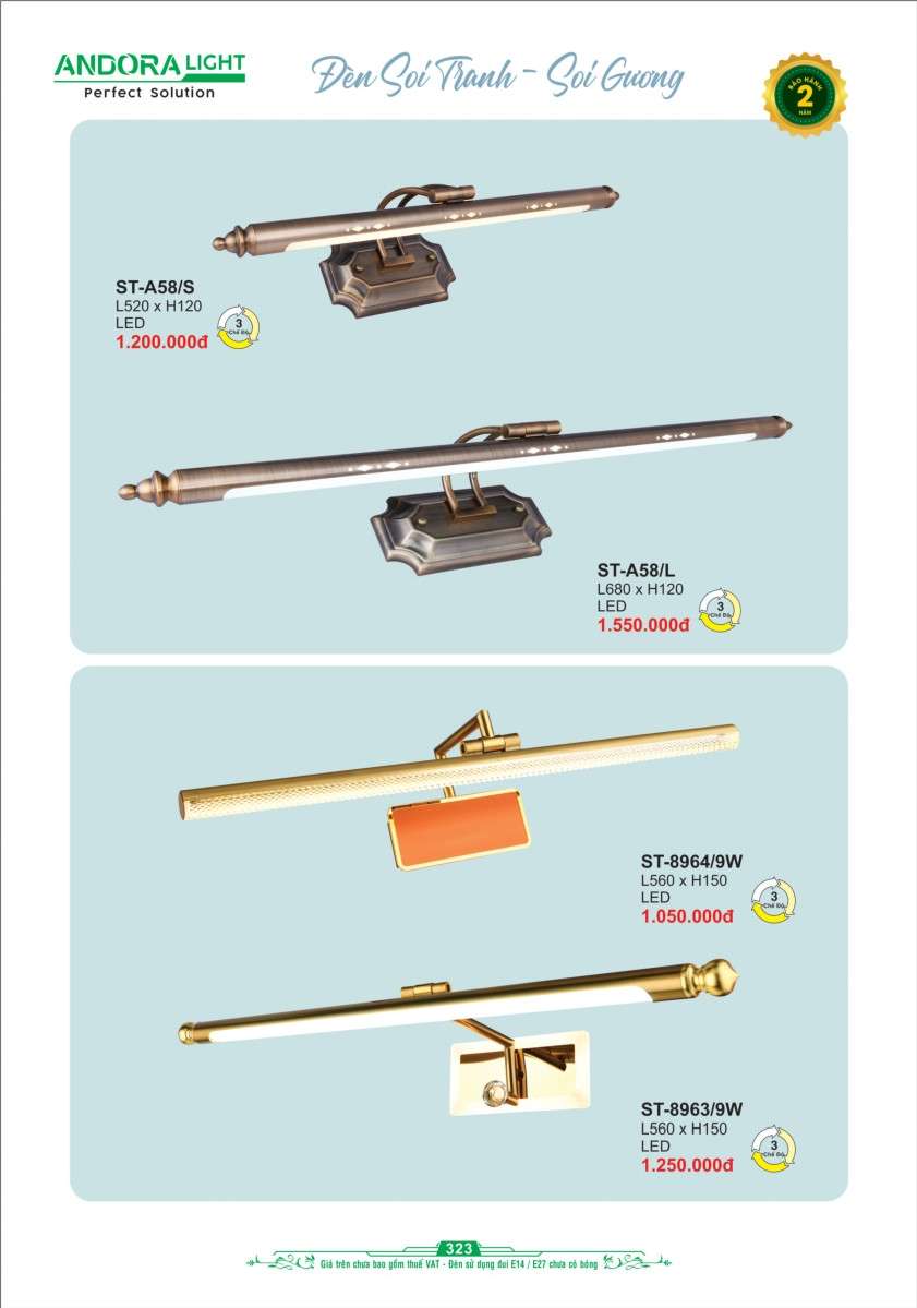 Đèn soi tranh - soi gương Andora Light ST-A58/S, ST-A58/L, ST-8963, ST-8964