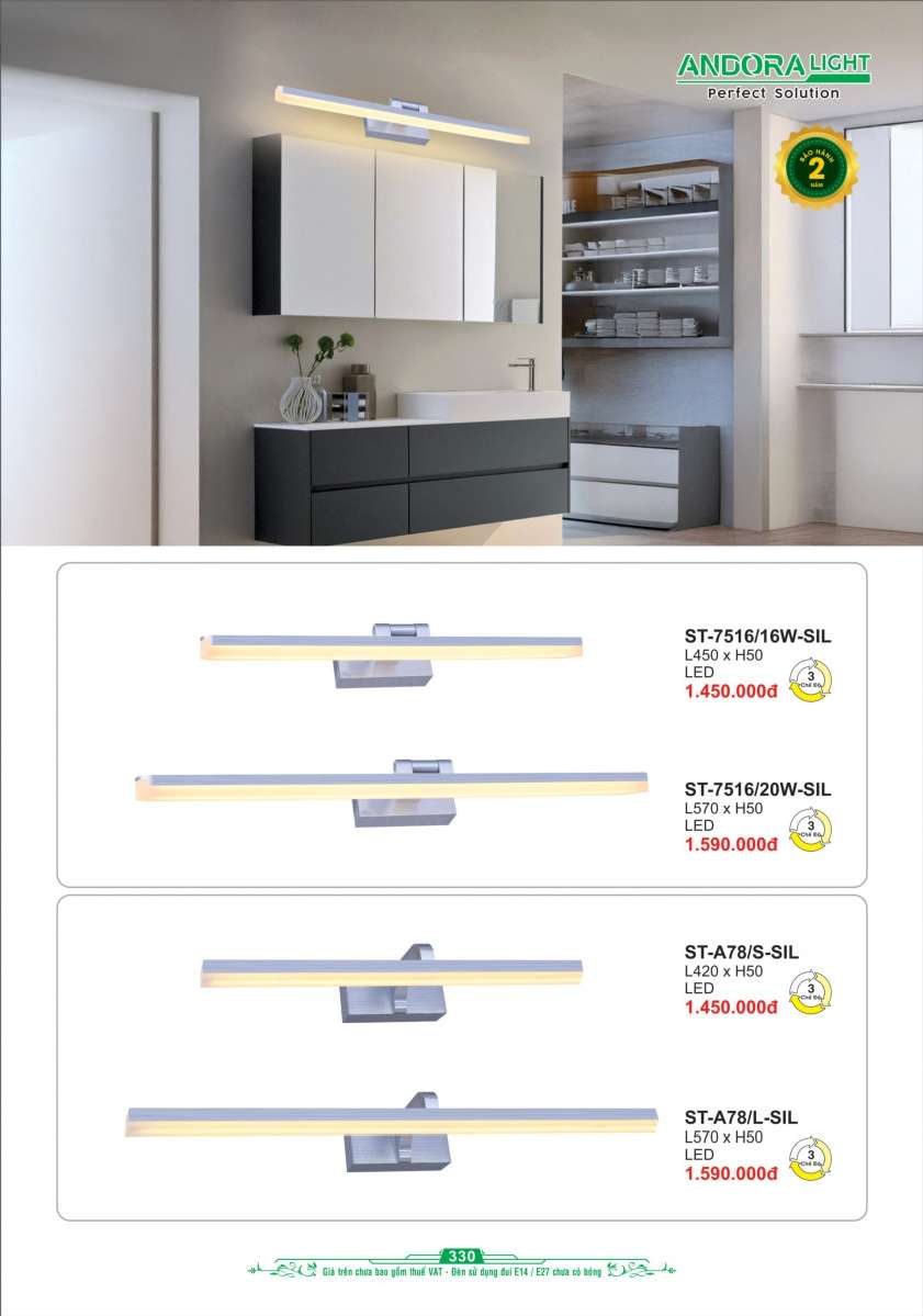 Đèn soi tranh - soi gương Andora Light ST-7516/16-SIL, ST-7516/20-SIL, ST-A78/S-SIL, ST-A78/L-SIL