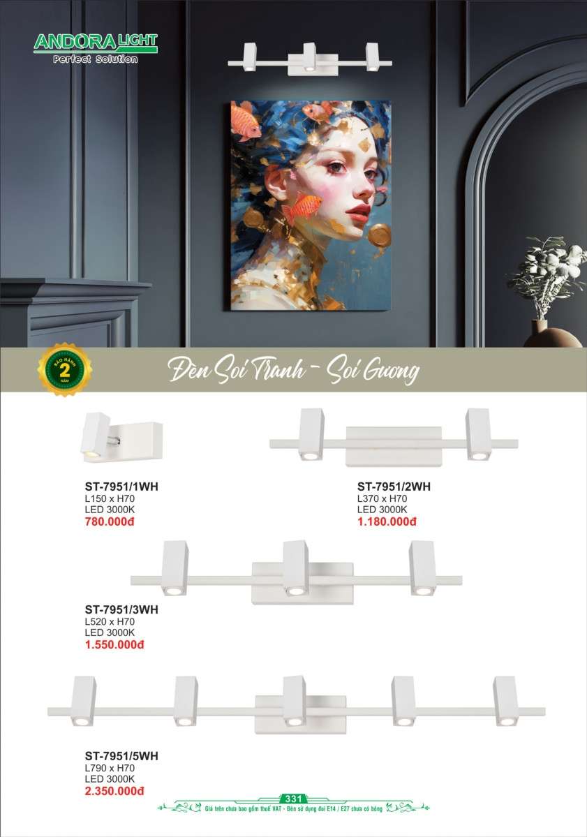 Đèn soi tranh - soi gương Andora Light ST-7951/1WH, ST-7951/2WH, ST-7951/3WH, ST-7951/5WH