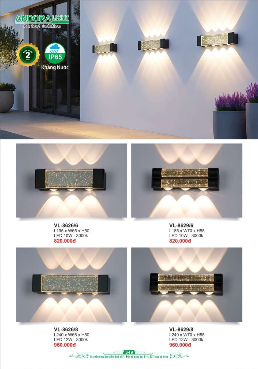Đèn vách Andora Light VL-8626, VL-8629