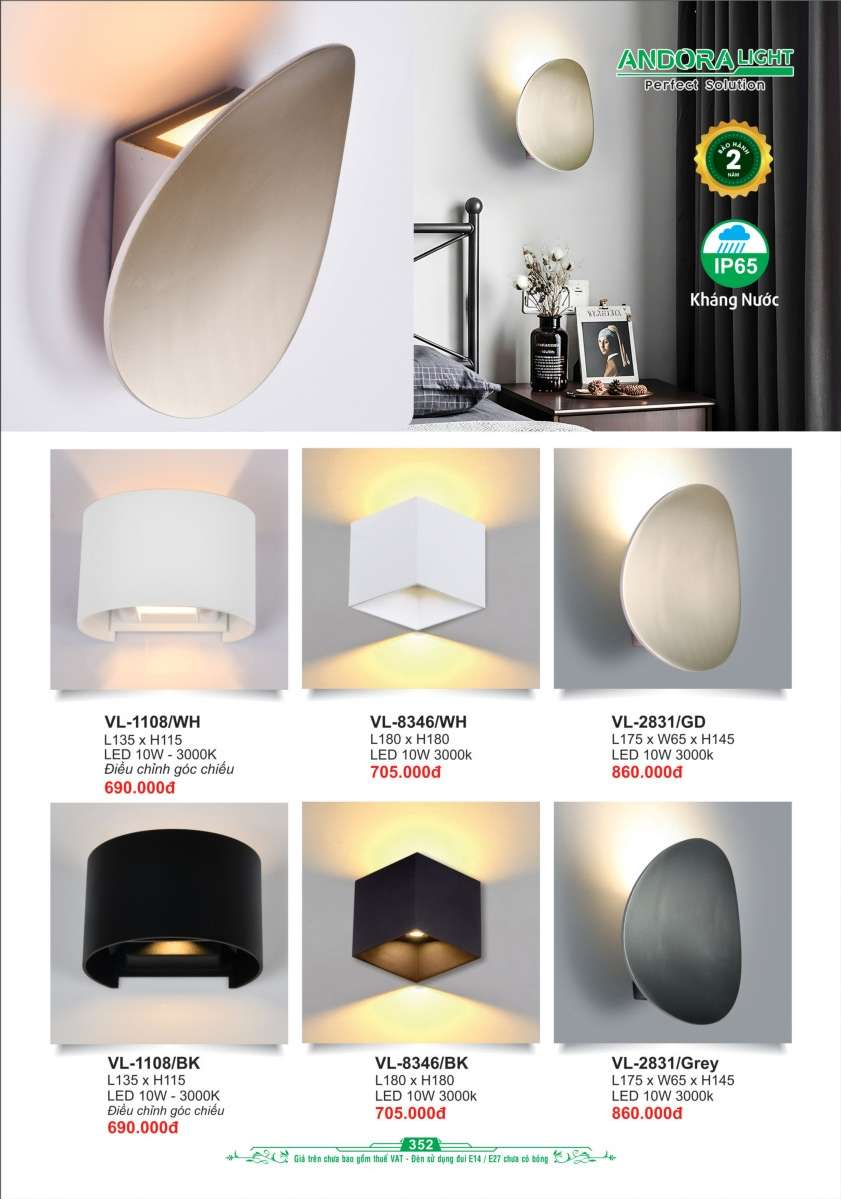 Đèn vách Andora Light VL-1108, VL-8346, VL-2831