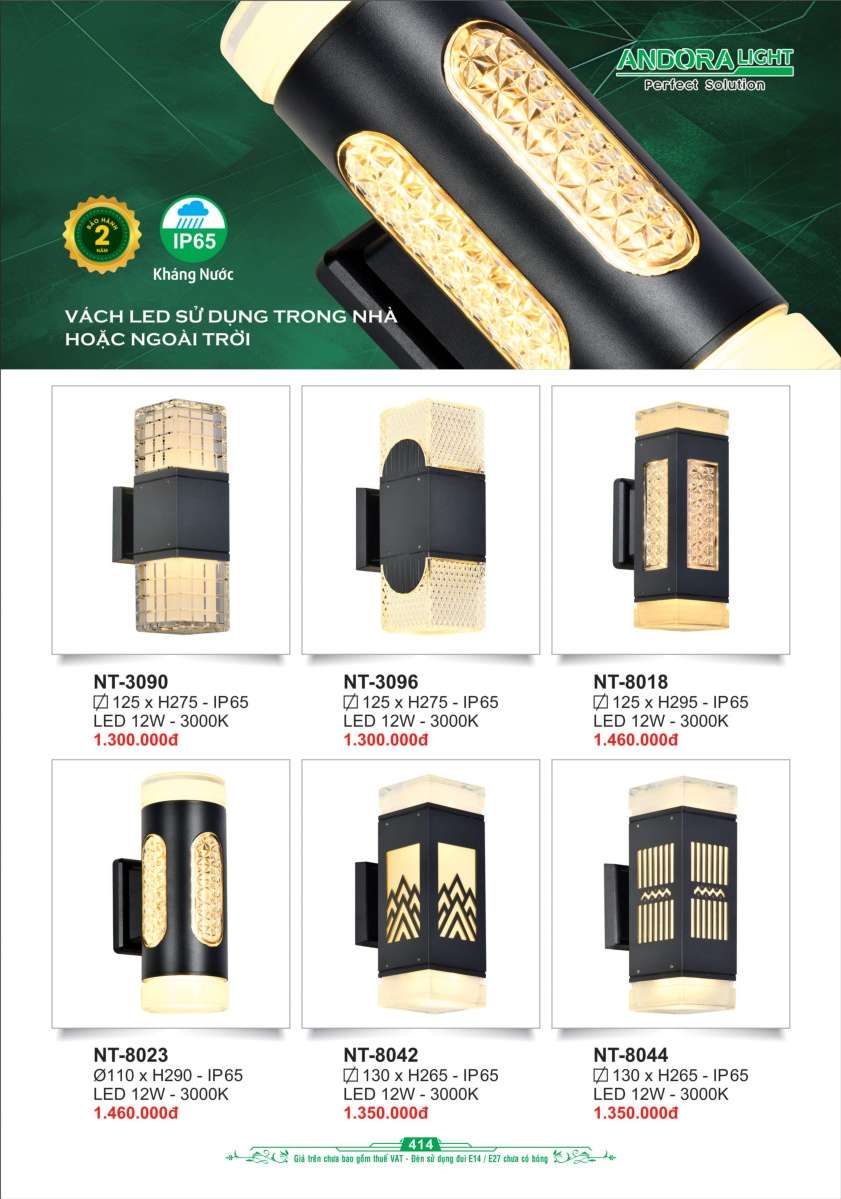 Đèn vách Andora Light NT-3090, NT-3096, NT-8018, NT-8023, NT-8042, NT-8044