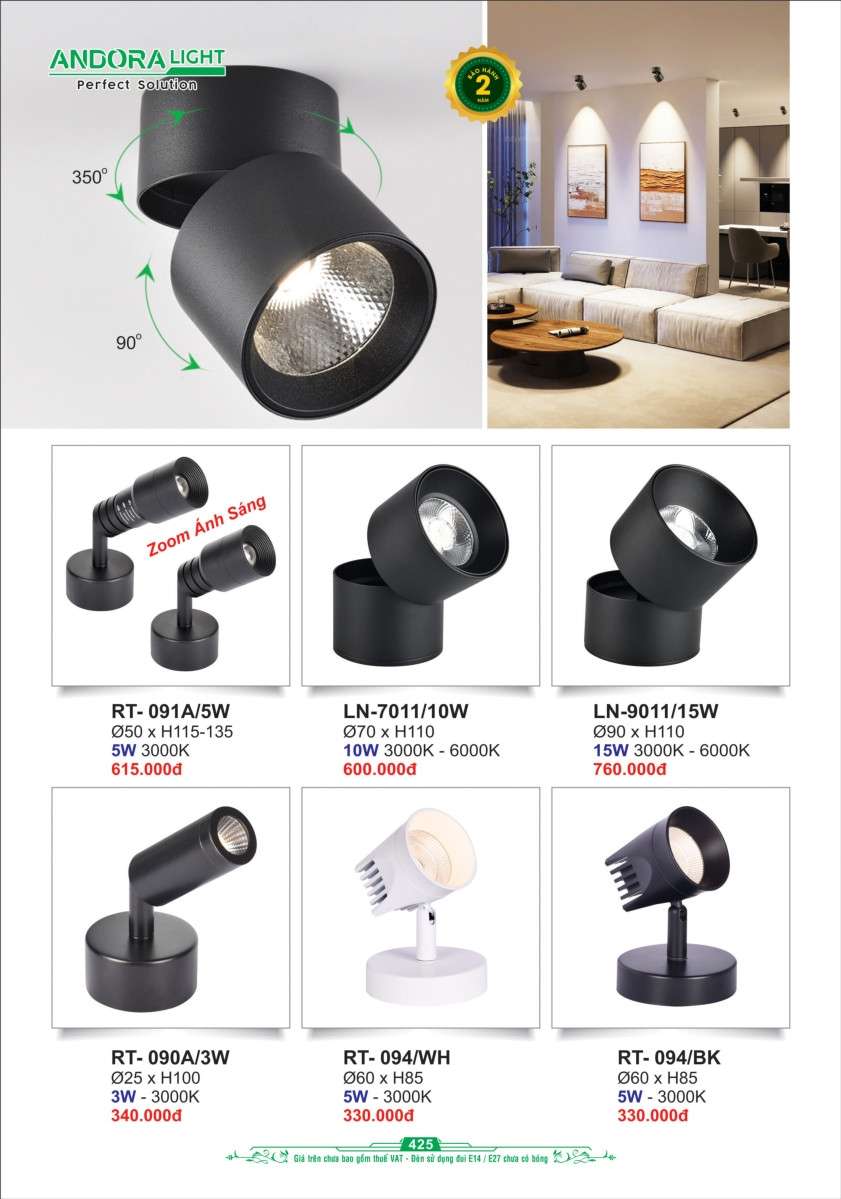 Đèn rọi tranh Andora Light RT-091A, RT-090A, RT-094, RT-7011, RT-9011